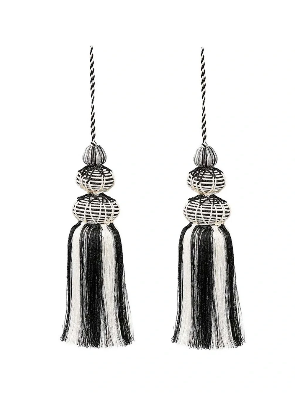 MacKenzie Childs Decorative Courtly Tassel in Black & White - Set